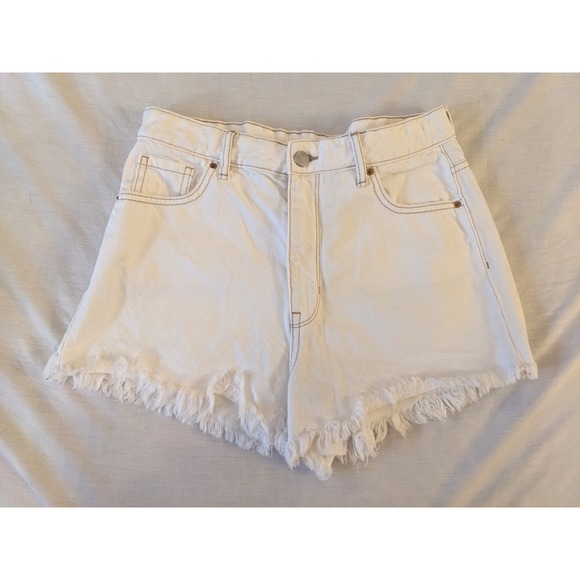 PacSun Pants - PacSun Women's Ripped High Waisted Festival Denim Shorts White Size 28 or medium